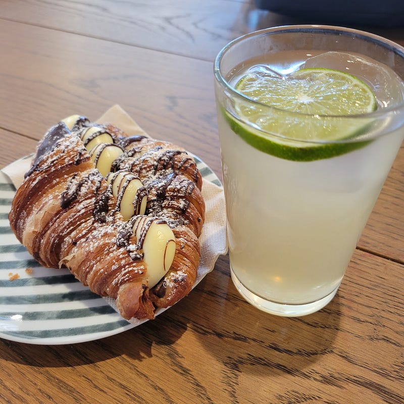 A pastry and drink from Lykke